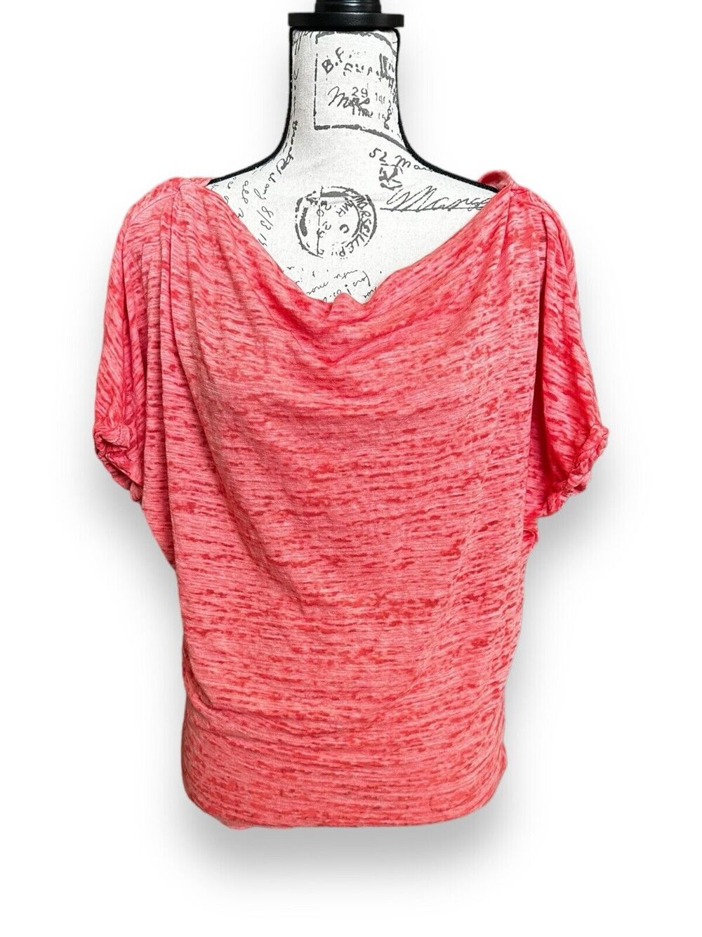 We the Free People Cowl Neck Coral Dolman Sleeve Space Dye Slub Top Small NWOT